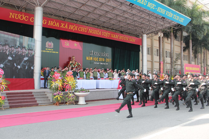 The mobile police paraded at the Opening Ceremony